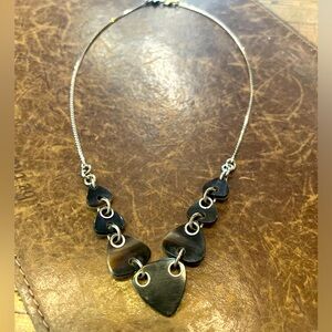 Chan Luu Silver Necklace with design drop charms made of horn